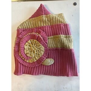 Liamolly Anthropologie Pink Gold Metallic Snail Knit Beanie Hat Vintage 2010